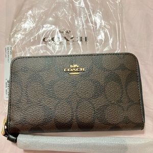 Coach signature phone wallet brown/black